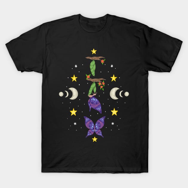 Metamorphosis | Caterpillar, Chrysalis and Butterfly T-Shirt by Lizzamour